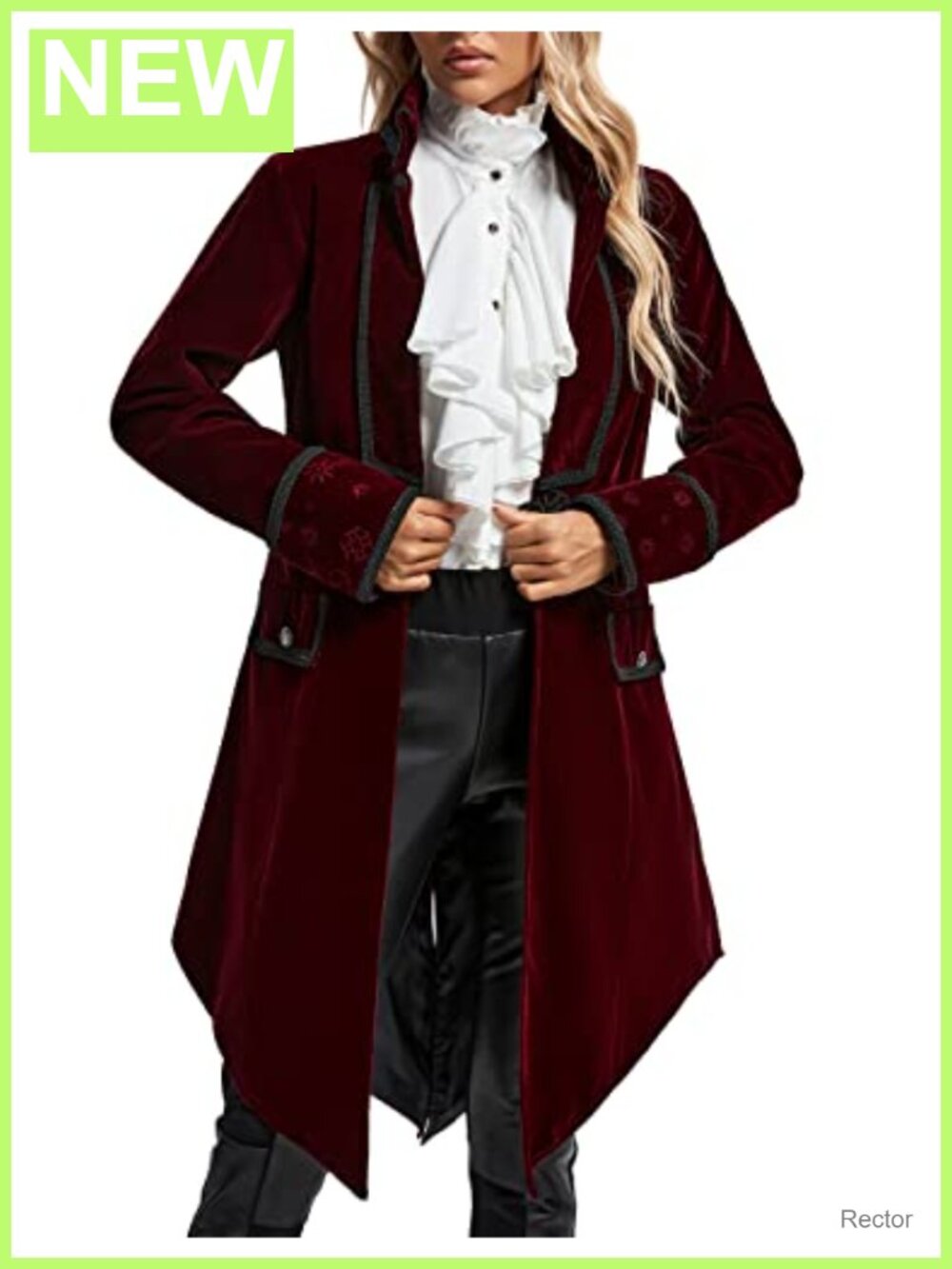 Victorian Gothic Velvet Tailcoat Steampunk Long Coat Lace Trim